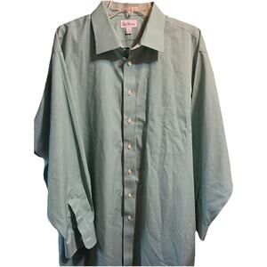 Paul Fredrick Two-Ply Cotton Shirt Men’s 18 34 Green Plaid Long Sleeve Button Up